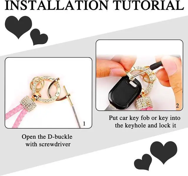 Alt view image 3 of 7 - Heart Keychain Wristlet Bling Keychains For Women Key Chain For Car Keys | Rhinestone Girls Purse Charms Handbag Backpack Accessories Sparkly