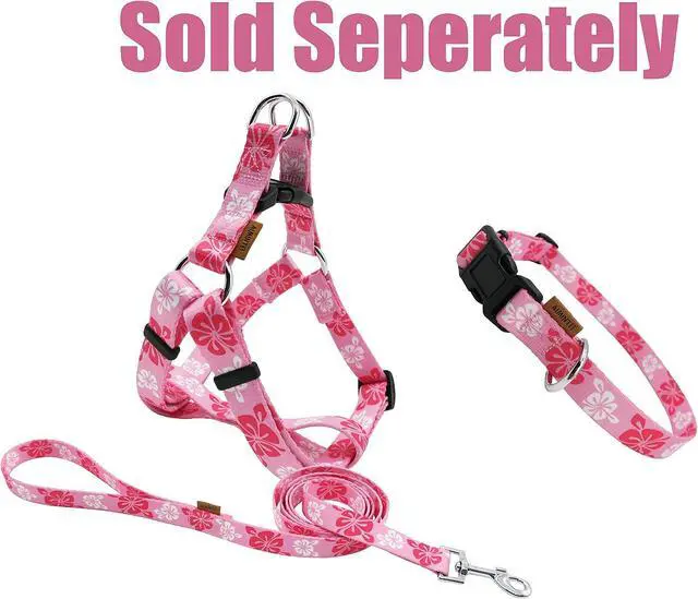 Alt view image 5 of 5 - Dog Collar, Cute Floral Pattern, Soft and Adjustable Collar with Quick Release Buckle (XS (Neck 9-13", Width 3/8"), Hawaiian Pink)