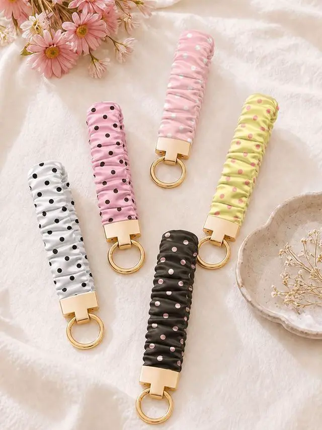 Alt view image 6 of 7 - Seorsok Keychain Wristlet,Cute Floral & Bowknot Scrunchie Wrist Bracelet for Women,Stretchy Key Chain for Car Keys & D Ring
