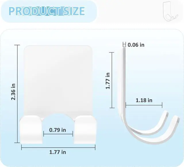 Alt view image 4 of 7 - VIS'V Shower Wall Adhesive Razor Holder for His and Hers, White, 2 Pcs | Metal Material, Compact Design, Peel and Stick, Fit for Smooth Flat Surfaces