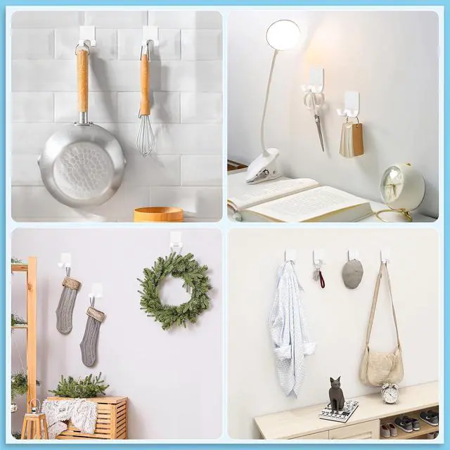 Alt view image 5 of 7 - VIS'V Shower Wall Adhesive Razor Holder for His and Hers, White, 2 Pcs | Metal Material, Compact Design, Peel and Stick, Fit for Smooth Flat Surfaces