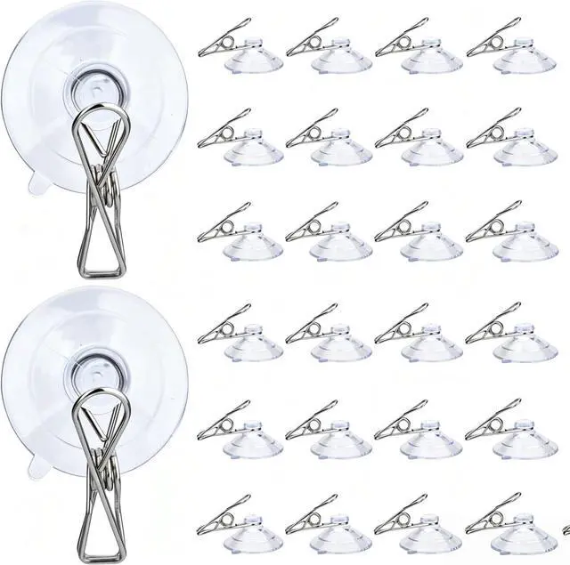 Main image of AccEncyc 24Pcs Suction Cup Clips for Windows 2" Suction Clips Clear Suction Cup Clamp Holder Suction Cup with Spring Clamps Sucker clamp Clip Window Swivel Clip with Suction Cup