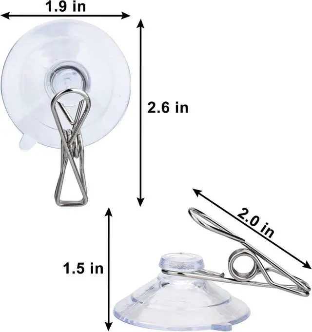 Alt view image 2 of 7 - AccEncyc 24Pcs Suction Cup Clips for Windows 2" Suction Clips Clear Suction Cup Clamp Holder Suction Cup with Spring Clamps Sucker clamp Clip Window Swivel Clip with Suction Cup