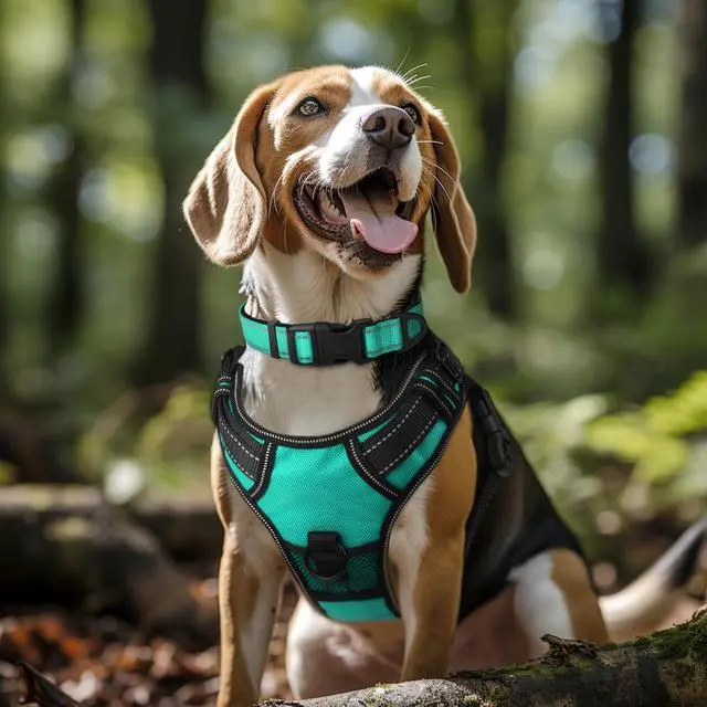 Alt view image 2 of 6 - Joytale Reflective Dog Collar, Adjustable Neoprene Padded, Teal L | Breathable Nylon for Large Dogs, No Chafing on Walks and Outdoor Hikes, Tear-Resistant Webbing, Metal D-Ring, Night Safety