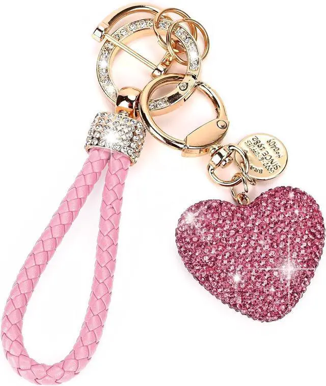 Main image of Car Keychain for Women with Rhinestone Heart Shape Bling Girl Cute Keychain for Christmas,Personalized Gift