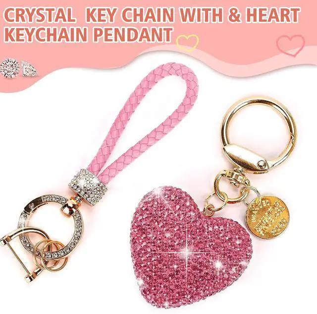 Alt view image 2 of 6 - Car Keychain for Women with Rhinestone Heart Shape Bling Girl Cute Keychain for Christmas,Personalized Gift