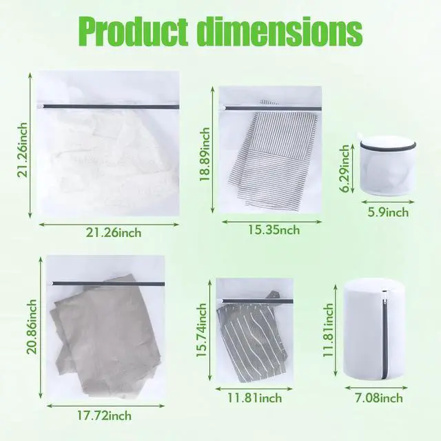 Alt view image 5 of 7 - Mesh Laundry Bags for Delicates - 6 Pack Wash Bags for Bras, Lingerie, Socks & Baby Clothes - Fine Mesh Washing Machine Bags with Zipper, Reusable Garment Bags for Travel & College Dorm Essentials