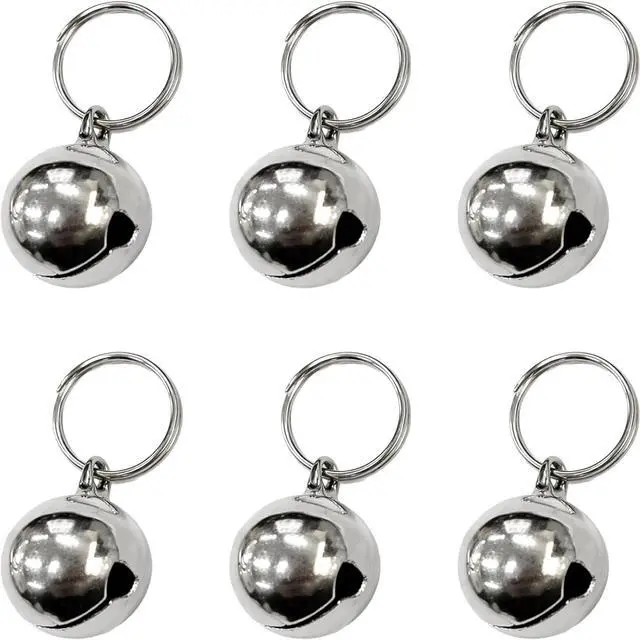 Main image of 6-Pack Metal Pet Collar Bells Small Silver Charm Pendants for Dogs, Cats & Other Pets