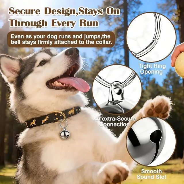 Alt view image 3 of 7 - 6-Pack Metal Pet Collar Bells Small Silver Charm Pendants for Dogs, Cats & Other Pets