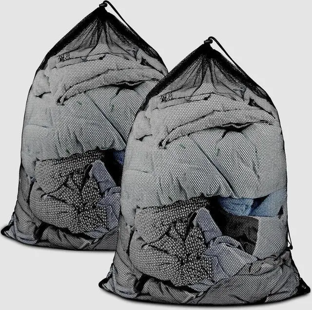 Main image of Large Mesh Laundry Bags: 2 Pack 24" x 36" Heavy Duty | Soft Breathable, Machine Washable, For College Dorm, Travel Family Use, Black
