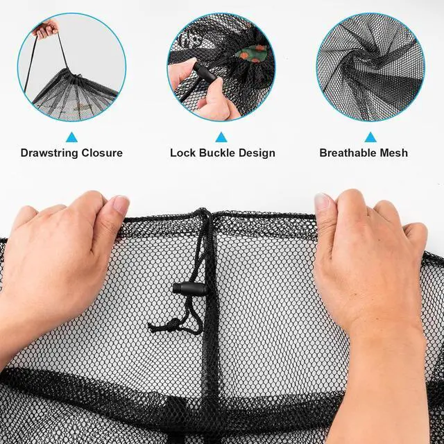 Alt view image 4 of 7 - Large Mesh Laundry Bags: 2 Pack 24" x 36" Heavy Duty | Soft Breathable, Machine Washable, For College Dorm, Travel Family Use, Black