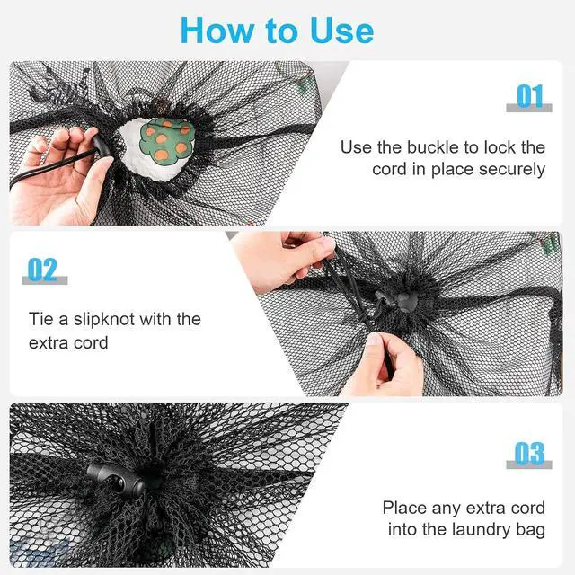 Alt view image 5 of 7 - Large Mesh Laundry Bags: 2 Pack 24" x 36" Heavy Duty | Soft Breathable, Machine Washable, For College Dorm, Travel Family Use, Black