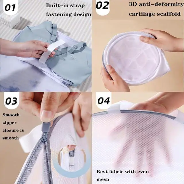 Alt view image 4 of 7 - 2Pcs Bra Mesh Laundry Bags for Delicates with Premium Zipper Bra Washing Bag for LaundryLingerie Bags for Washing Delicates underwear,integrated washing and care