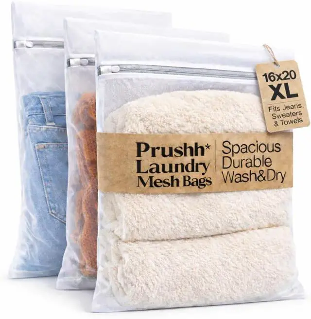 Main image of 3Pc Spacious Durable Mesh Laundry Bags (16x20 Inches) Protects Delicates, Fine Mesh for Uniform Wash & Dry, Auto-Lock Zipper, Washer-Friendly, For Home, Dorm or Storage, Fits Socks to Sweaters