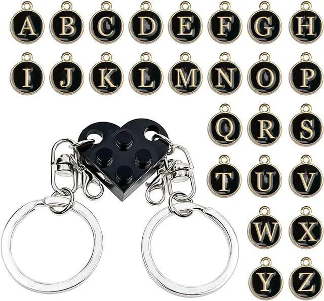Main image of Personalized Brick Matching Couple Heart Keychain, Heart Keychain Gifts for Him Her Boyfriend Girlfriend Mom Couple Lovers