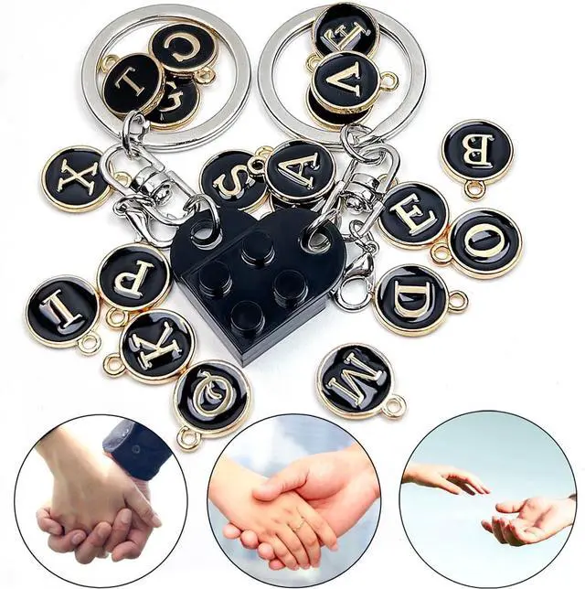 Alt view image 6 of 7 - Personalized Brick Matching Couple Heart Keychain, Heart Keychain Gifts for Him Her Boyfriend Girlfriend Mom Couple Lovers