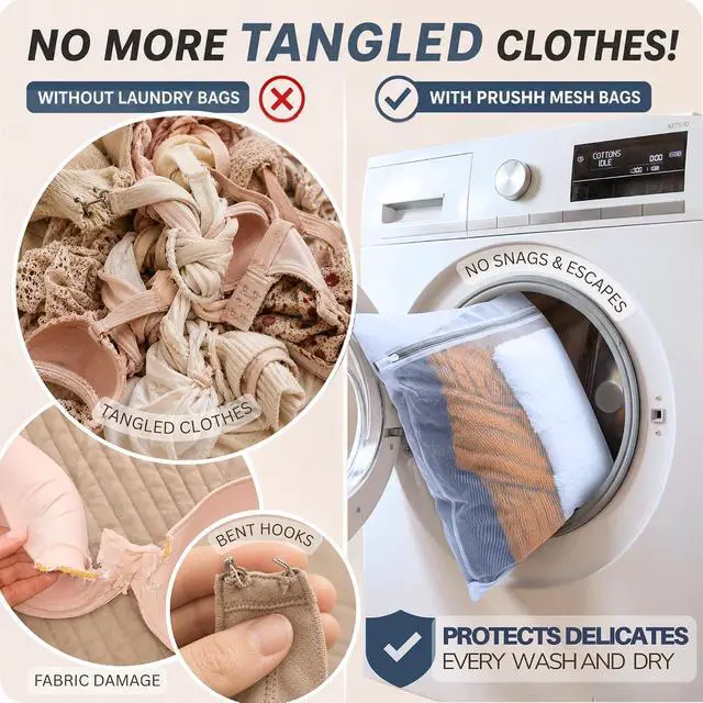 Alt view image 5 of 7 - 3Pc Spacious Durable Mesh Laundry Bags (16x20 Inches) Protects Delicates, Fine Mesh for Uniform Wash & Dry, Auto-Lock Zipper, Washer-Friendly, For Home, Dorm or Storage, Fits Socks to Sweaters