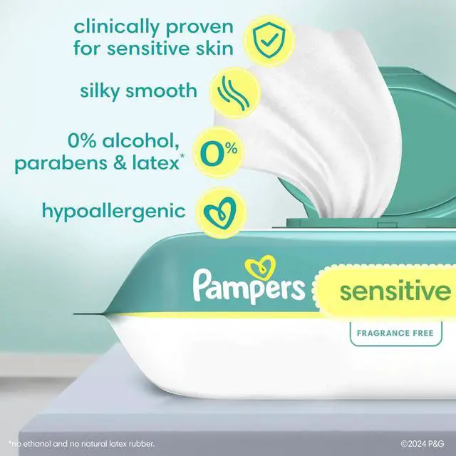 Alt view image 4 of 7 - Pampers Baby Wipes Sensitive Perfume Free 1X Pop-Top Pack 56 Count