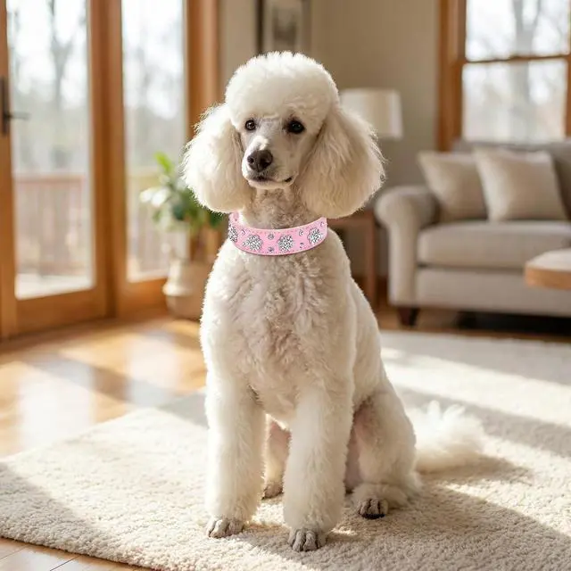 Alt view image 3 of 7 - Rhinestone Dog Collar, Cute Flower Rhinestone Cat Dog Collar Bling Collar PU Leather Collar Adjustable Sizes Small Medium Large (L:31-37cm, Black)