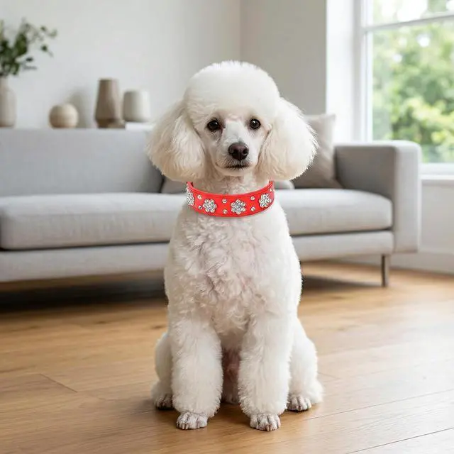 Alt view image 5 of 7 - Rhinestone Dog Collar, Cute Flower Rhinestone Cat Dog Collar Bling Collar PU Leather Collar Adjustable Sizes Small Medium Large (L:31-37cm, Black)