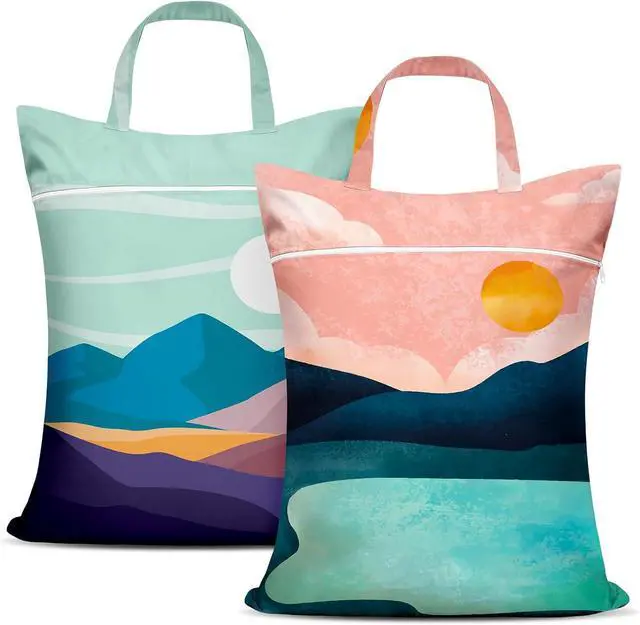 Main image of 2 Pcs Large Travel Laundry Bags - Waterproof with Handle, Washable Dirty Clothes Bags for Travel, Wet & Dry Use, Bathing Suit & Gym Clothes Laundry, Swimming Pool & College Dorm