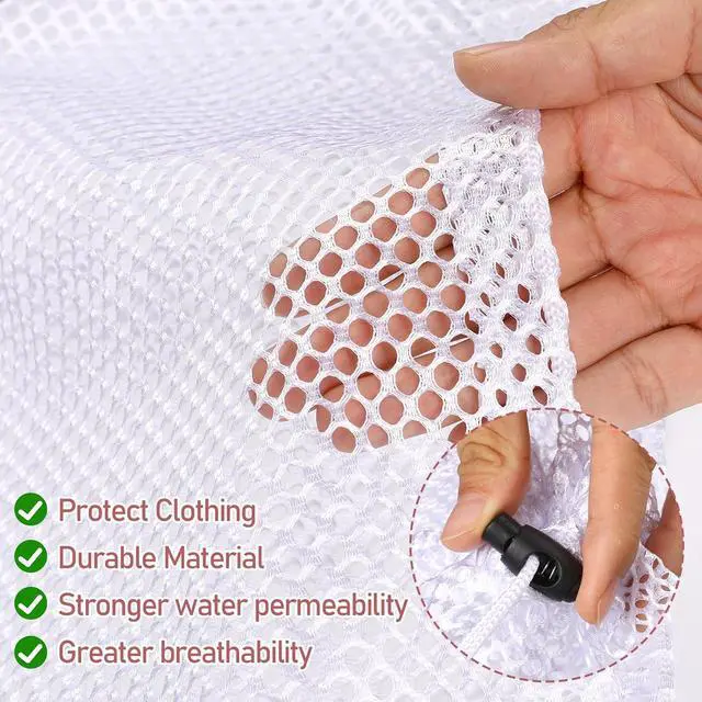 Alt view image 7 of 7 - 2pcs Mesh Laundry Bags for Socks, Machine Washable Drawstring Design Travel Mesh Laundry Wash Bags White Drawstring Garment Bags for Laundry Storage for Home Dorm Hotel Travel Use,12x16inch, 16x20inch