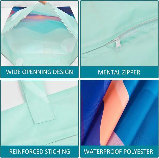 Alt view image 4 of 7 - 2 Pcs Large Travel Laundry Bags - Waterproof with Handle, Washable Dirty Clothes Bags for Travel, Wet & Dry Use, Bathing Suit & Gym Clothes Laundry, Swimming Pool & College Dorm