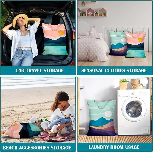 Alt view image 6 of 7 - 2 Pcs Large Travel Laundry Bags - Waterproof with Handle, Washable Dirty Clothes Bags for Travel, Wet & Dry Use, Bathing Suit & Gym Clothes Laundry, Swimming Pool & College Dorm