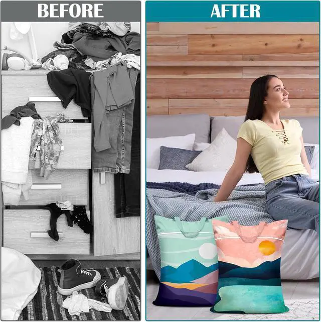 Alt view image 7 of 7 - 2 Pcs Large Travel Laundry Bags - Waterproof with Handle, Washable Dirty Clothes Bags for Travel, Wet & Dry Use, Bathing Suit & Gym Clothes Laundry, Swimming Pool & College Dorm