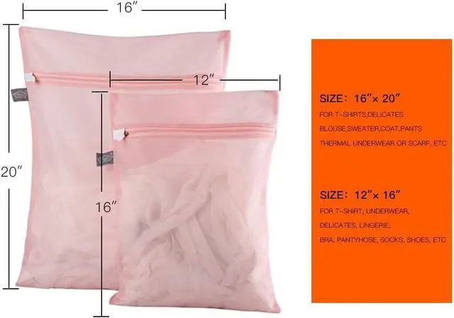Alt view image 2 of 6 - Lingerie Bag for Washing Delicates, Pink Laundry Bag for Delicates, 1L+1M | Mesh Washing Bags for Wash Intimates, Underwear, Bra, Delicates, Tumble Dryer Safe, Privacy, For Women, Lady, Gril
