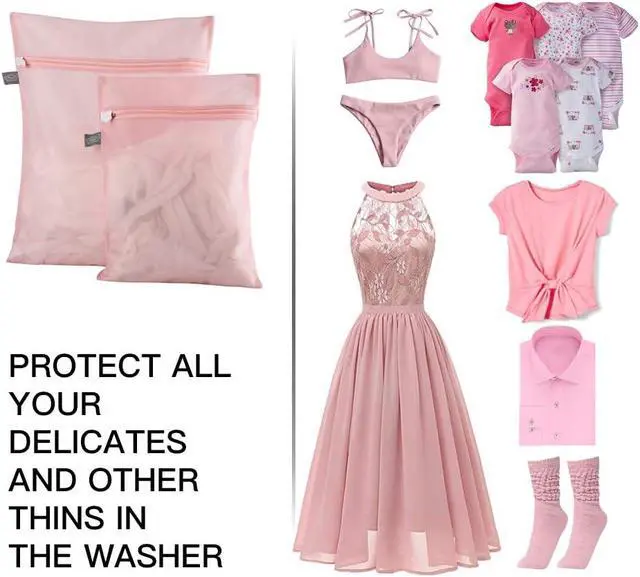 Alt view image 3 of 6 - Lingerie Bag for Washing Delicates, Pink Laundry Bag for Delicates, 1L+1M | Mesh Washing Bags for Wash Intimates, Underwear, Bra, Delicates, Tumble Dryer Safe, Privacy, For Women, Lady, Gril