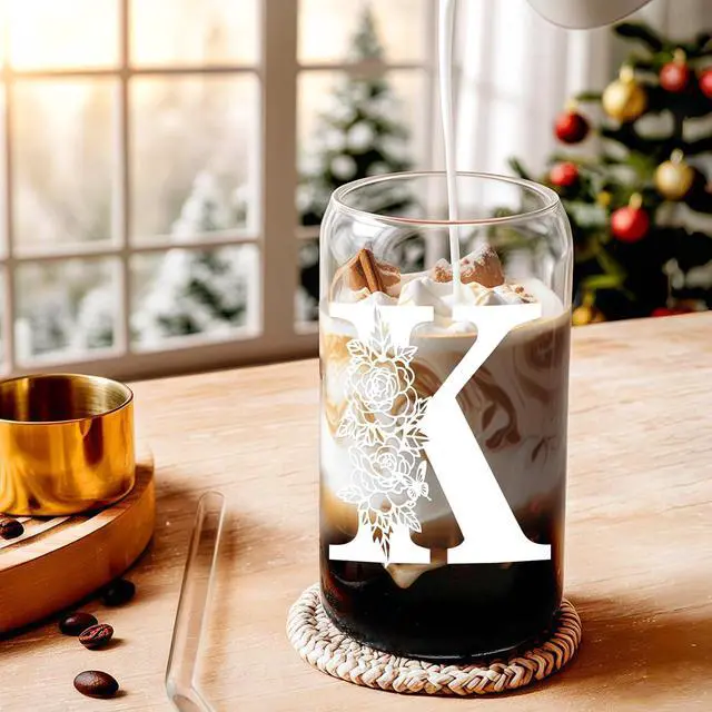 Alt view image 3 of 7 - Valentines Day Gifts for Women DecorationsInitial Glass Cup as Office Graduation Memorial Personalized Birthday Gifts - for Mom Teens Wife Girlfriend Sister Daughter Gifts - K Aesthetic Cup