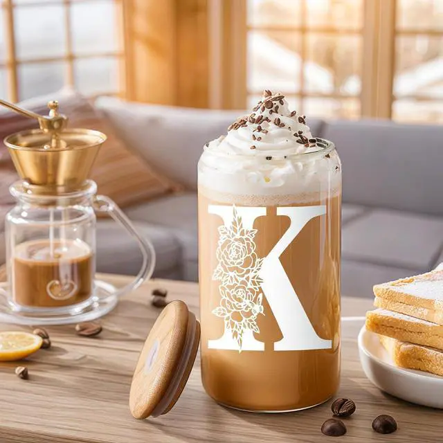 Alt view image 5 of 7 - Valentines Day Gifts for Women DecorationsInitial Glass Cup as Office Graduation Memorial Personalized Birthday Gifts - for Mom Teens Wife Girlfriend Sister Daughter Gifts - K Aesthetic Cup