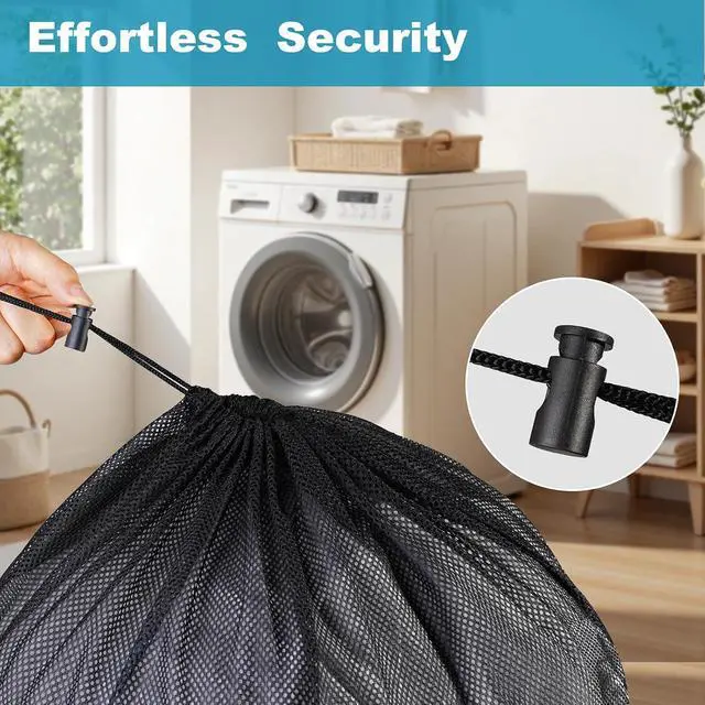 Alt view image 4 of 7 - 3 Pack Large Mesh Laundry Bag, 24 x 36 Inch Mesh Wash Bag with Drawstring Closure, Delicates Bag for Washing Machine - Perfect for College Dorms, Travel, Laundromats, Apartments (Black)