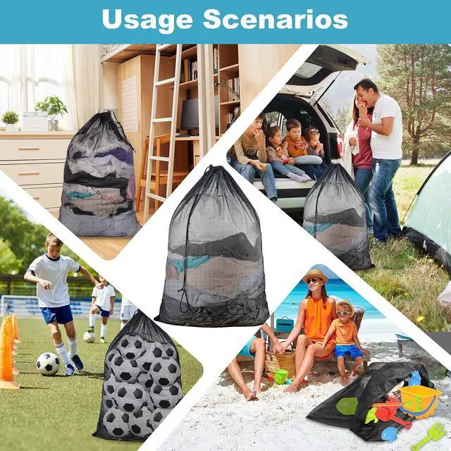Alt view image 7 of 7 - 3 Pack Large Mesh Laundry Bag, 24 x 36 Inch Mesh Wash Bag with Drawstring Closure, Delicates Bag for Washing Machine - Perfect for College Dorms, Travel, Laundromats, Apartments (Black)