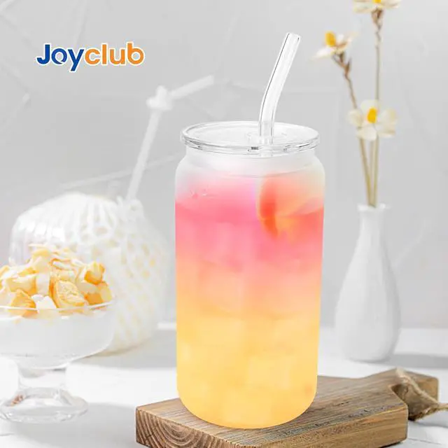 Alt view image 2 of 7 - Joyclub 4 Pack Acrylic Lids Fit for 16 oz Glass Cups Clear Replacement Lids | Replacement lids for home users and gift makers, for iced coffee, tea, boba and party drink stations