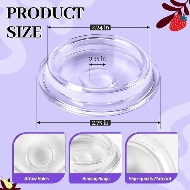 Alt view image 3 of 7 - Joyclub 4 Pack Acrylic Lids Fit for 16 oz Glass Cups Clear Replacement Lids | Replacement lids for home users and gift makers, for iced coffee, tea, boba and party drink stations