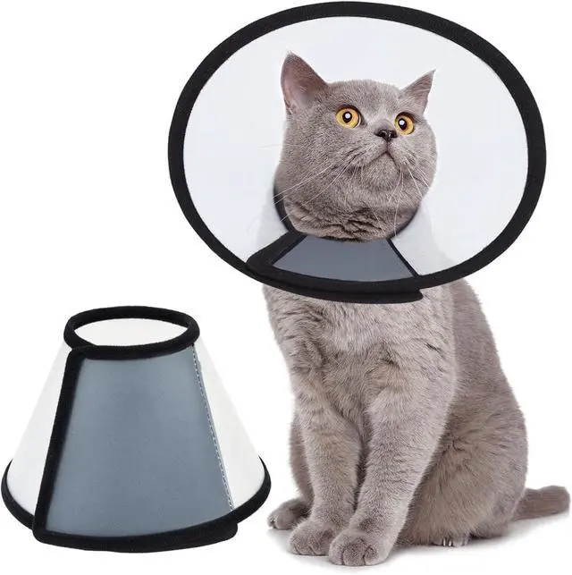 Main image of Vivifying Cat Cone, Adjustable Recovery Pet Cone, Three Sizes Lightweight Plastic Elizabethan Collar for Cats, Mini Dogs and Rabbits (Black)