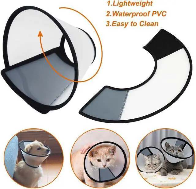 Alt view image 5 of 7 - Vivifying Cat Cone, Adjustable Recovery Pet Cone, Three Sizes Lightweight Plastic Elizabethan Collar for Cats, Mini Dogs and Rabbits (Black)