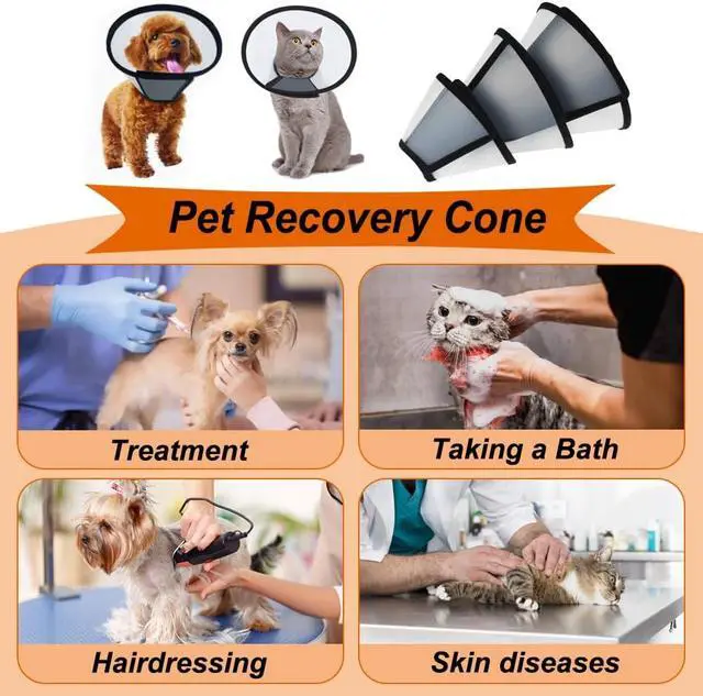 Alt view image 6 of 7 - Vivifying Cat Cone, Adjustable Recovery Pet Cone, Three Sizes Lightweight Plastic Elizabethan Collar for Cats, Mini Dogs and Rabbits (Black)