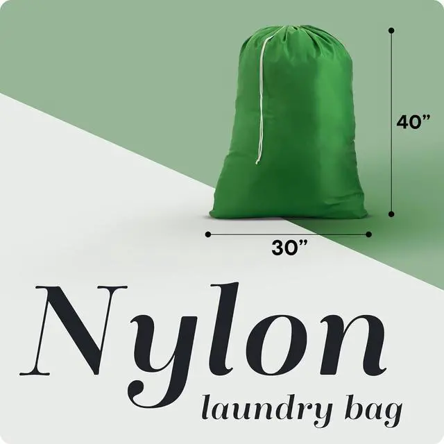 Alt view image 2 of 7 - Handy Laundry XL Nylon Laundry Bag 30"x40", 60 lb Capacity, Green | 30"x40" XL Nylon Laundry Bag, Locking Drawstring, Machine Washable, Heavy Duty, Travel Dorm Hamper Liner, Green