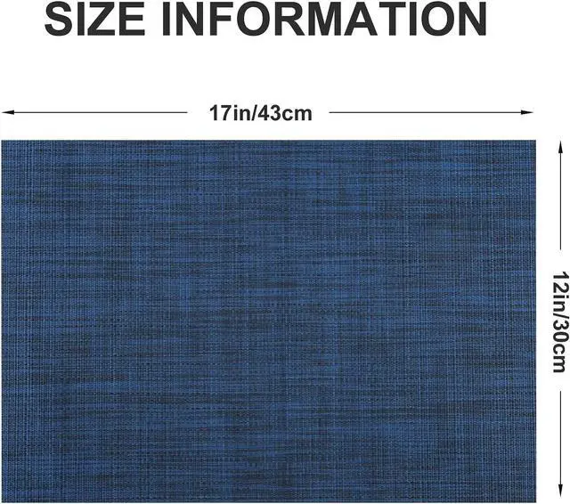 Alt view image 4 of 7 - Vinyl Placemats Set of 4, PVC Woven Washable Non-Slip Table Mats, Heat Resistant Wrinkle Free Place Mats for Dining Table, Easy to Clean (4, Navy Blue)