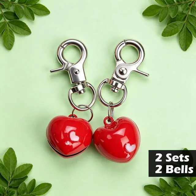 Alt view image 4 of 6 - EXPAWLORER Pet Bells for Dog Cat Collar Charm - 2 Pack Cat Collar Accessories Bells Loud, Pet Jingle Ornament Training Pendant Neck Decoration Love Heart Shaped, Tracker for Saving Birds