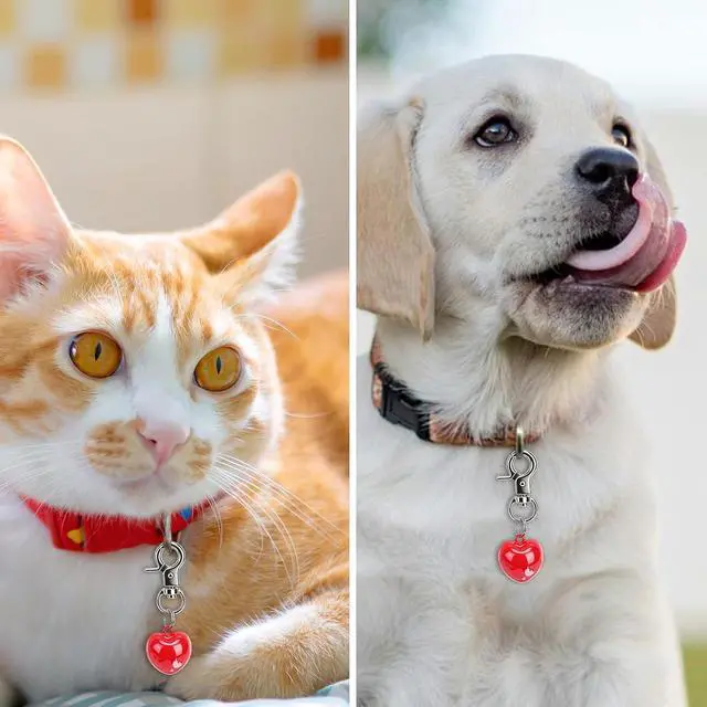 Alt view image 5 of 6 - EXPAWLORER Pet Bells for Dog Cat Collar Charm - 2 Pack Cat Collar Accessories Bells Loud, Pet Jingle Ornament Training Pendant Neck Decoration Love Heart Shaped, Tracker for Saving Birds