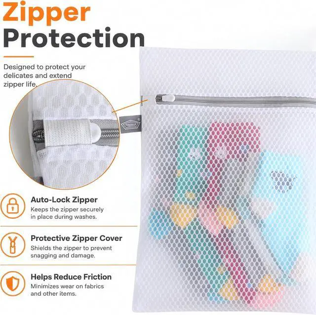 Alt view image 3 of 6 - Kimmama Laundry Bags Mesh Wash Bags, Garment Bag for Washing Machine, 1L+1M | Washing Machine Bags for Delicates, Lingerie, Underwear, Bra, Socks, Scarf, Shoes, Honeycomb
