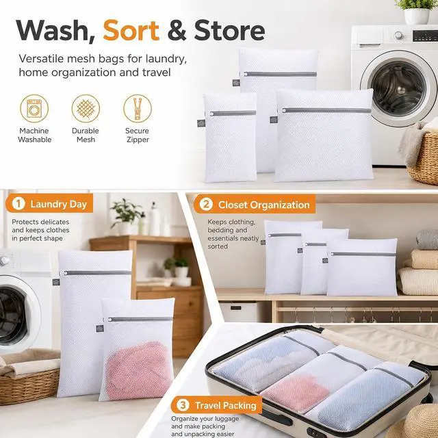 Alt view image 5 of 6 - Kimmama Laundry Bags Mesh Wash Bags, Garment Bag for Washing Machine, 1L+1M | Washing Machine Bags for Delicates, Lingerie, Underwear, Bra, Socks, Scarf, Shoes, Honeycomb