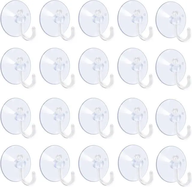 Main image of AQUANEAT 20 Packs Suction Cups 1.2 Inch Clear Sucker Pads with Hooks for Glass Home Organization Decoration