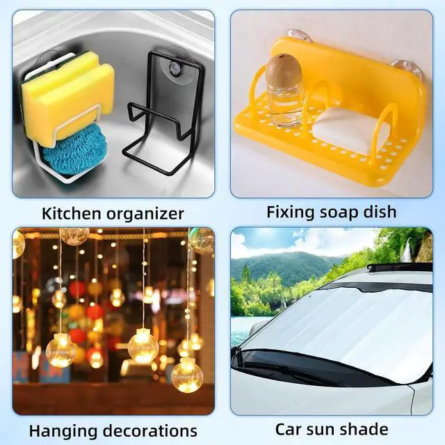 Alt view image 3 of 4 - AQUANEAT 20 Packs Suction Cups 1.2 Inch Clear Sucker Pads with Hooks for Glass Home Organization Decoration