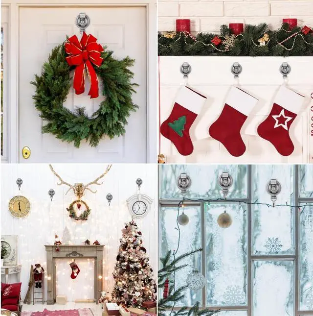 Alt view image 3 of 7 - Heavy Duty Suction Cup Hooks Waterproof Wreath Hanger 2 Pack Gunmetal Grey | No-Drill Suction Hooks for Bathroom Kitchen Tile 11 Lbs load Reusable Shower Towel Robe Loofah Hooks for Glass Window/Door