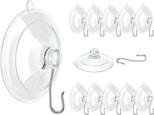 Main image of VIS'V Suction Cup Hooks, Clear Suction Cups with Metal Hooks, Small, 12 Pcs | 1.77 Inch, Clear Invisible Design, Removable and Reusable, Fits for Smooth Flat Surfaces